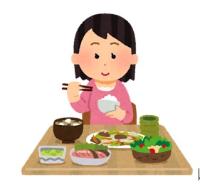 食事をしている女の人のイラスト