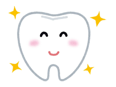 ピカピカに光って笑っている歯のイラスト