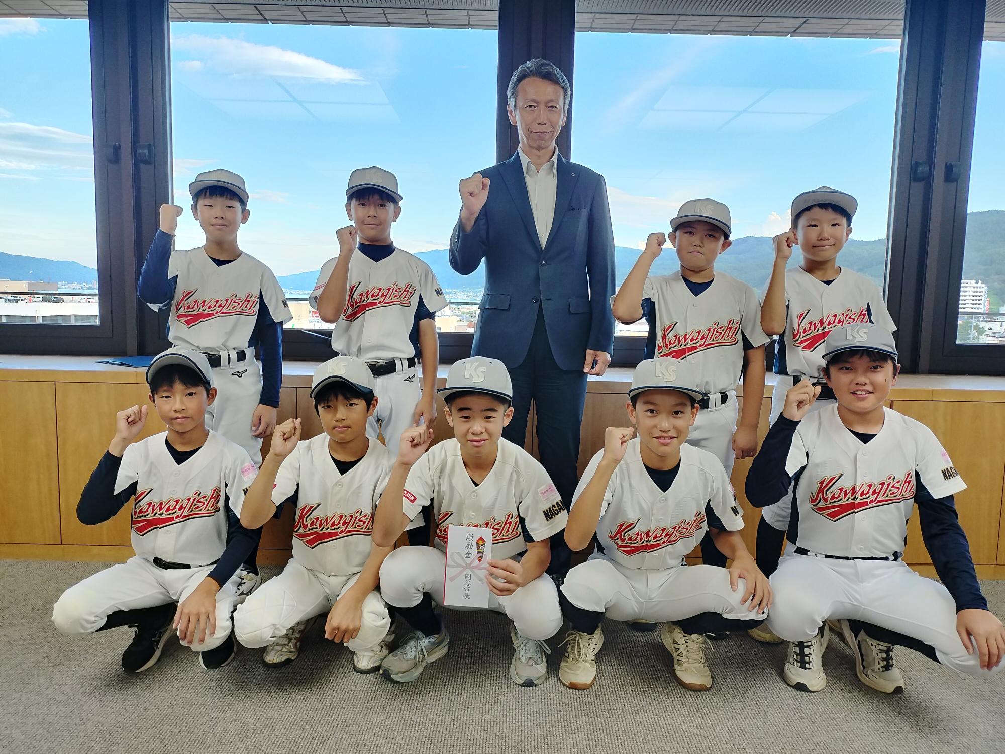 少年野球川岸スポ少全国大会出場報告表敬訪問