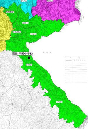 岡谷南部中 通学区域図