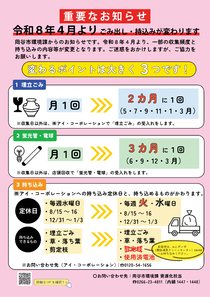 収集・持込みの変更チラシ