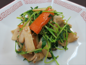 豆苗と豚肉のシャキシャキ炒めの写真