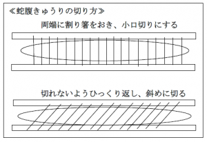 蛇腹きゅうりの切り方を説明したイラスト