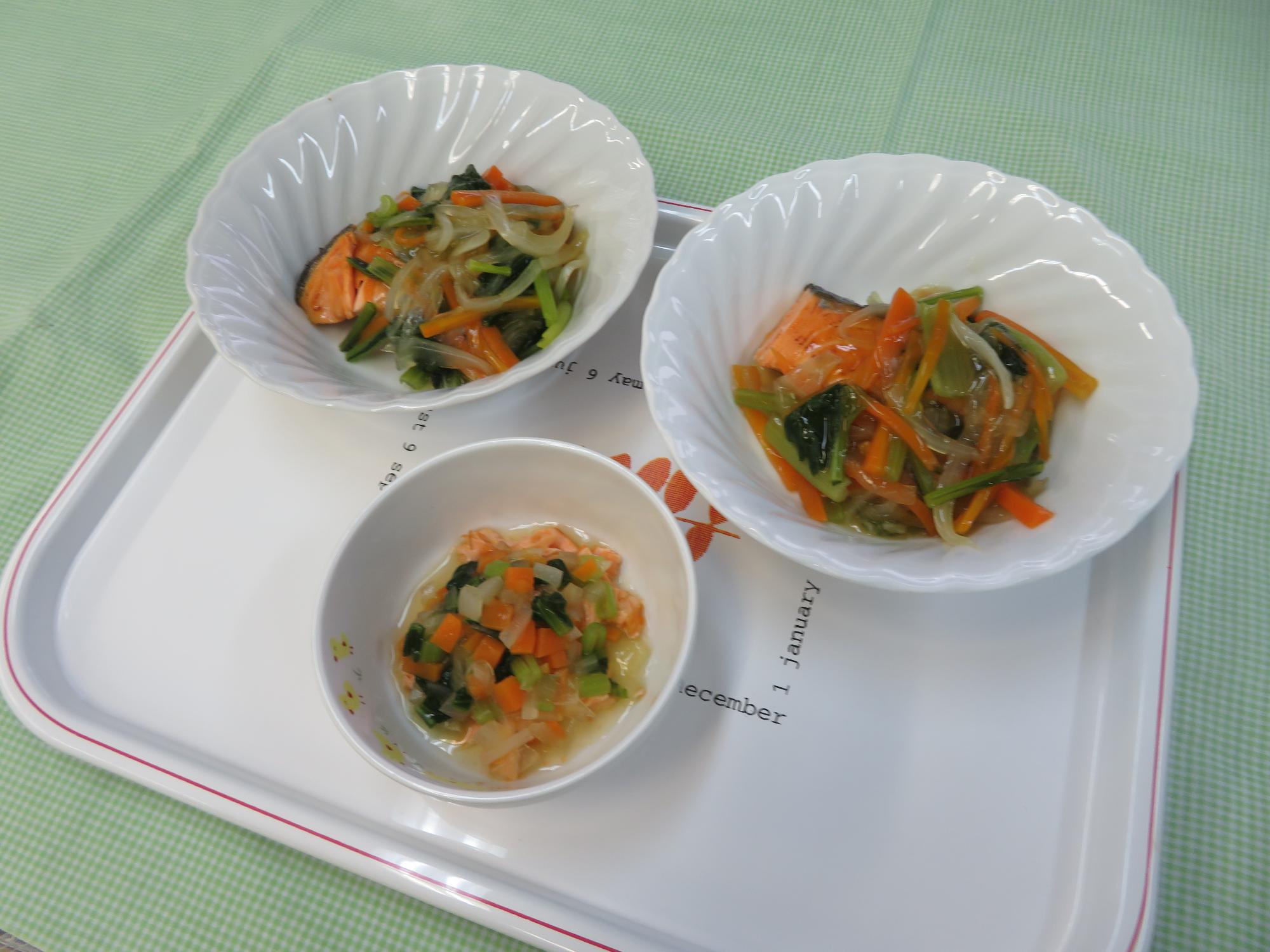 鮭の野菜あんかけの出来上がり写真