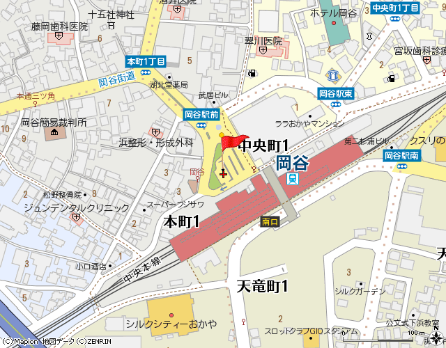 岡谷駅前広場自家用車整理場の地図