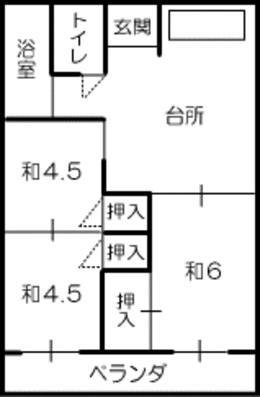 加茂B団地の3Kの平面図