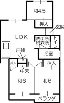 中村A団地の間取りの平面図