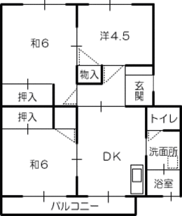 中村C団地のC-1棟の間取りの平面図