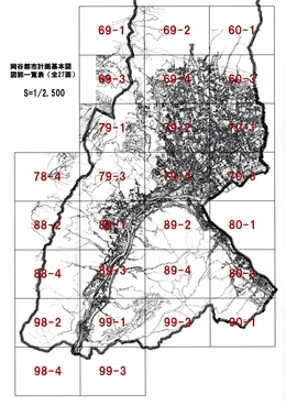 ブロックごとに分けられた都市計画図