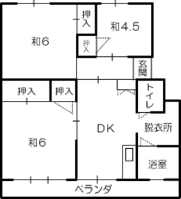 堂前団地の間取りの平面図