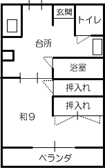 加茂A団地の間取り（1K）の平面図