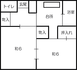 富士見ヶ丘団地の間取り（浴槽付きタイプ）の平面図