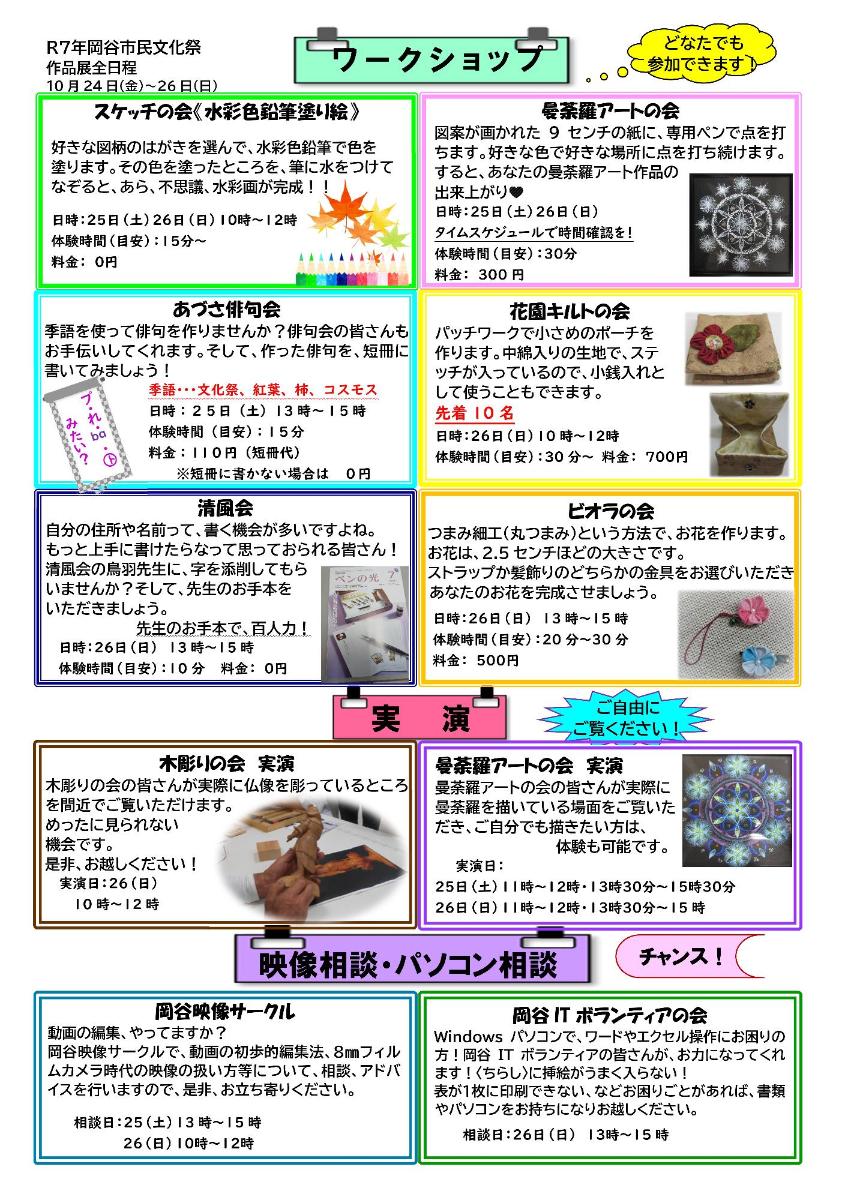 R7年作品展ワークショップ内容1
