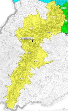 岡谷市立岡谷西部中学校通学区域図