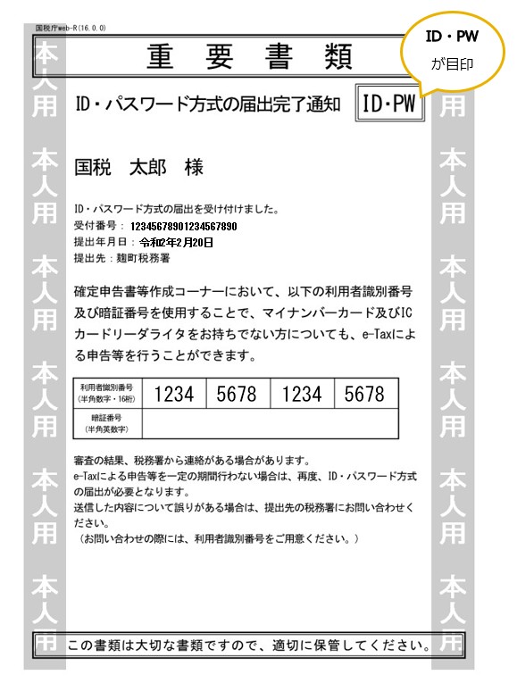 ID・パスワード方式の届出完了通知